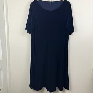 Lands End Velvet Midi Dress Womens Plus Size 2X 20W 22W Fit Flare Witchy